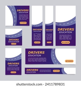 Commercial driver permit education web banner design template. Vector flyer with text space. Advertising placard with customized copyspace. Printable poster for advertising. Verdana, Tahoma fonts used