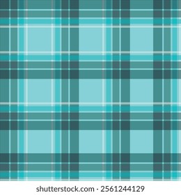 Commercial fabric vector seamless hobby textile texture plaid Sample pattern background tartan check in teal and white color