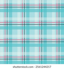 Commercial fabric vector seamless hobby textile texture plaid Sample pattern background tartan check in teal and white color