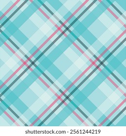 Commercial fabric vector seamless hobby textile texture plaid Sample pattern background tartan check in teal and white color