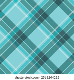 Commercial fabric vector seamless hobby textile texture plaid Sample pattern background tartan check in teal and white color