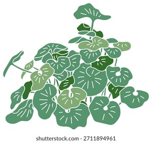 Commercial facility planting design | Vector illustrations of stylish exteriors, shrubs, and symbol trees