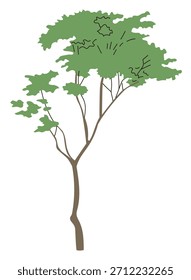 Commercial facility planting design | Vector illustrations of stylish exteriors, shrubs, and symbol trees