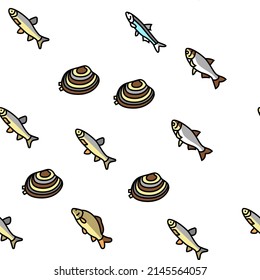 Commercial Fishing Aquaculture Vector Seamless Pattern Thin Line Illustration