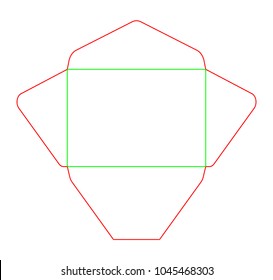 The commercial flap envelope C6 size die cut template for A6 documents. Stamp. International standard size. Vector isolated circuit envelope.