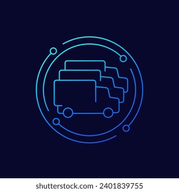 Verkehrsflottensymbol mit Lastkraftwagen, lineares Design