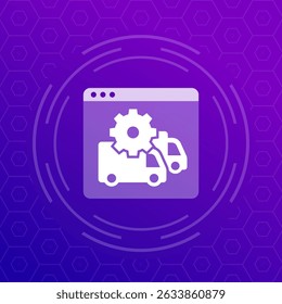 ícone de software de gestão de frota comercial com caminhão, vetor