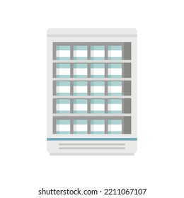 Icono de refrigerador de comida comercial. Ilustración plana del icono vectorial del refrigerador de alimentos comerciales aislado en fondo blanco