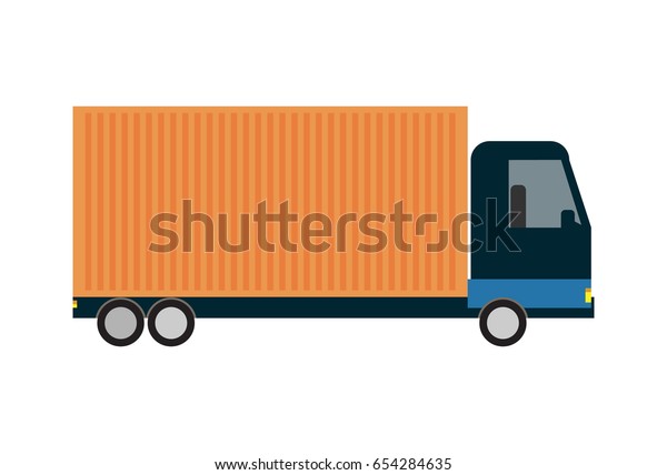 Commercial freight truck isolated icon.\
Modern lorry truck side view, vehicle for cargo transportation,\
trucking and delivery service vector\
illustration