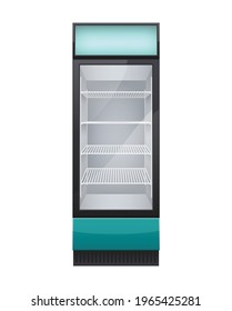 Commercial Glass Door Drink Fridge Realistic Composition With Isolated Image Of Cabinet Fridge Vector Illustration