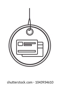 commercial hangtag with credit card hanging
