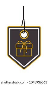 commercial hangtag with gift hanging