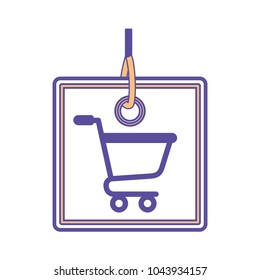 commercial hangtag with shopping cart hanging