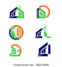 Commercial Home Cleaning Logo And Apps Icon Design Elements