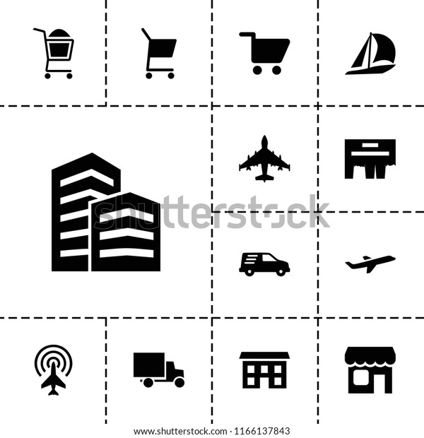 Commercial icon. collection of\
13 commercial filled icons such as sailboat, delivery car, plane,\
shop, shopping cart, ad. editable commercial icons for web and\
mobile.