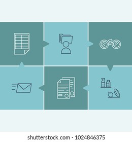 Commercial icon set and email with document, pattern and data. File related commercial icon vector items for web UI logo design.