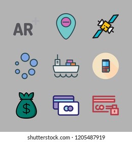 commercial icon set. vector set about atm, van, loading and placeholder icons set.