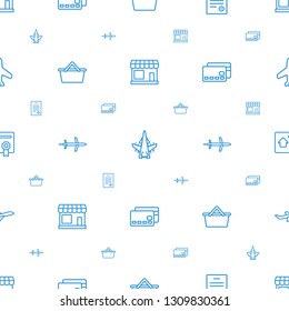 commercial icons pattern seamless white background. Included editable outline store, plane, bill of house, shopping bag, credit card icons. commercial icons for web and mobile.