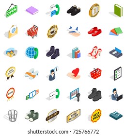 Commercial icons set. Isometric style of 36 commercial vector icons for web isolated on white background