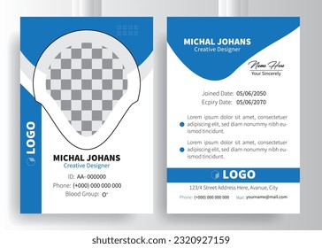 Commercial Identity Card Design, Abstract Elegant Blue Curve Id Card Design, Professional Identity Card Template Vector for Employee and Others.