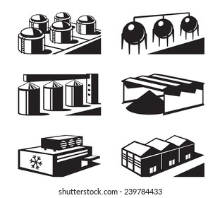 Commercial and industrial warehouses - vector illustration