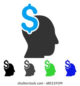 Commercial Intellect flat vector pictogram. Colored commercial intellect gray, black, blue, green icon variants. Flat icon style for graphic design.