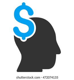 Commercial Intellect icon. Vector style is bicolor flat iconic symbol with rounded angles, blue and gray colors, white background.
