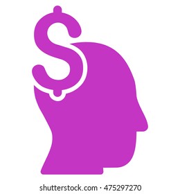 Commercial Intellect icon. Vector style is flat iconic symbol with rounded angles, violet color, white background.