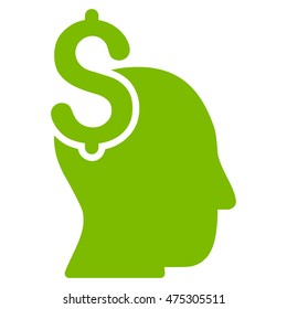 Commercial Intellect icon. Vector style is flat iconic symbol with rounded angles, eco green color, white background.