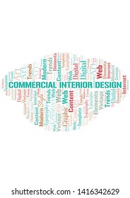 Commercial Interior Design word cloud. Wordcloud made with text only.