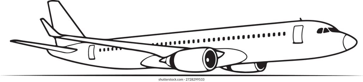 Commercial jet airplane side view