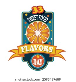 Commercial label for 33 Flavors Day, vector illustration