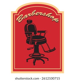 Commercial label for barbershop, vector illustration