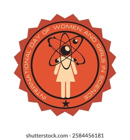 Commercial label International Day of Women and Girls in Science, vector illustration