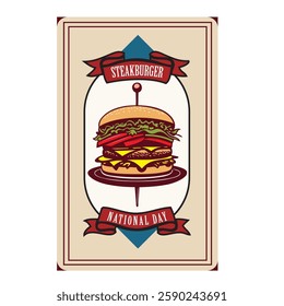 Commercial label for Steakburger Day, vector illustration