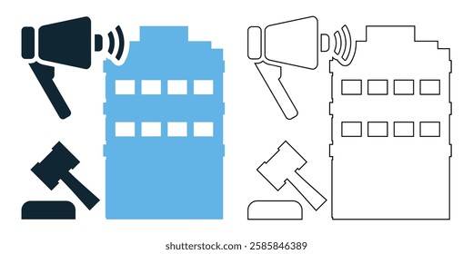 Commercial law icon vector, legal, trade and corporate pictogram symbol ui and ux design, glyphs and stroke line