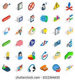 Commercial manager icons set. Isometric set of 36 commercial manager vector icons for web isolated on white background