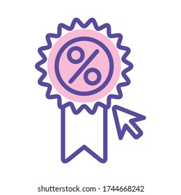 commercial medal with percent symbol line style vector illustration design