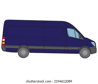 Commercial minibus. Profile view.Isolated on a white background