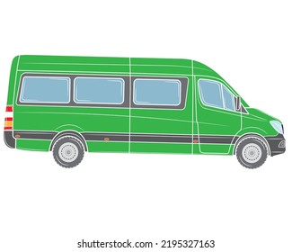 Commercial minibus. Profile view.Isolated on a white background