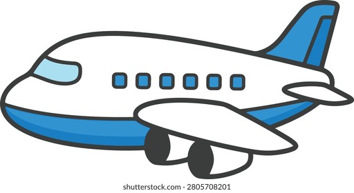 Commercial passenger airplane jetliner, simple and clean colored vector illustration