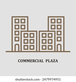 Commercial Plaza Icon outline vector Isolated on White Background.