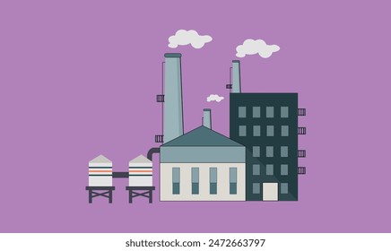 Commercial premium factory and industry vector illustration.