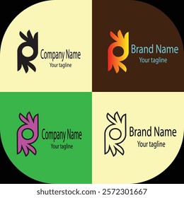 Commercial and professional latest unique logo design in four crafts of the same shape.