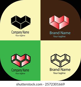 Commercial and professional latest unique logo design in four crafts of the same shape.