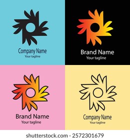 Commercial and professional latest unique logo design in four crafts of the same shape.