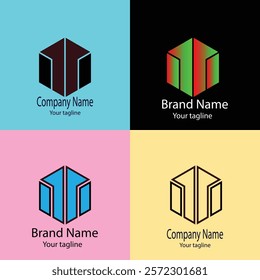 Commercial and professional latest unique logo design in four crafts of the same shape.