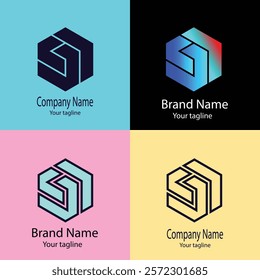 Commercial and professional latest unique logo design in four crafts of the same shape.