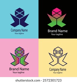 Commercial and professional latest unique logo design in four crafts of the same shape.