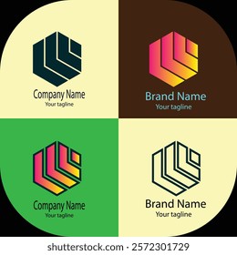 Commercial and professional latest unique logo design in four crafts of the same shape.